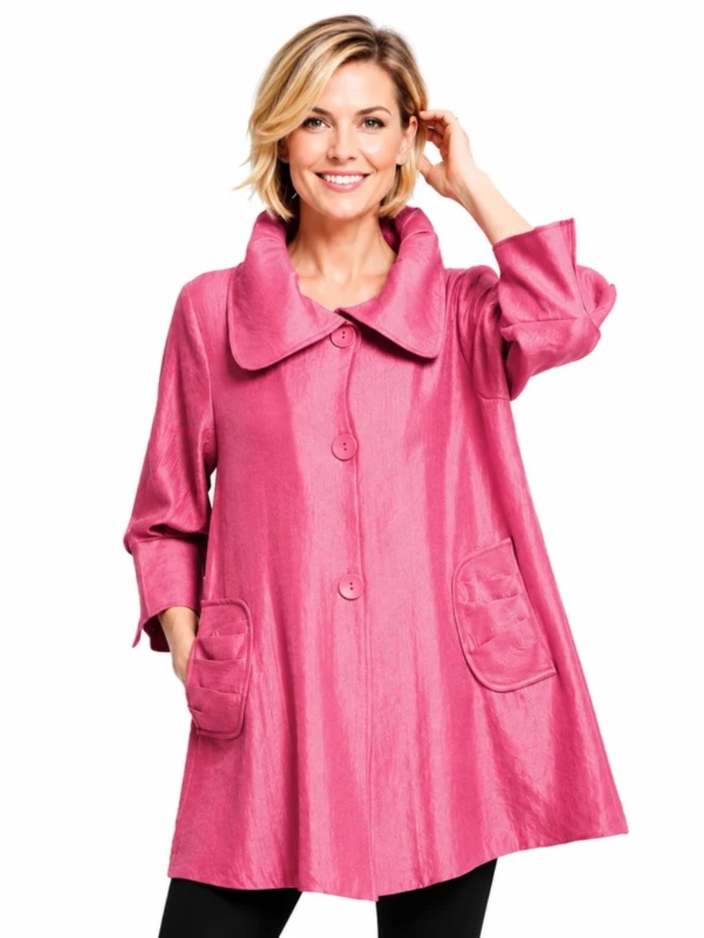 Damee Pink A-Line Pea Coat